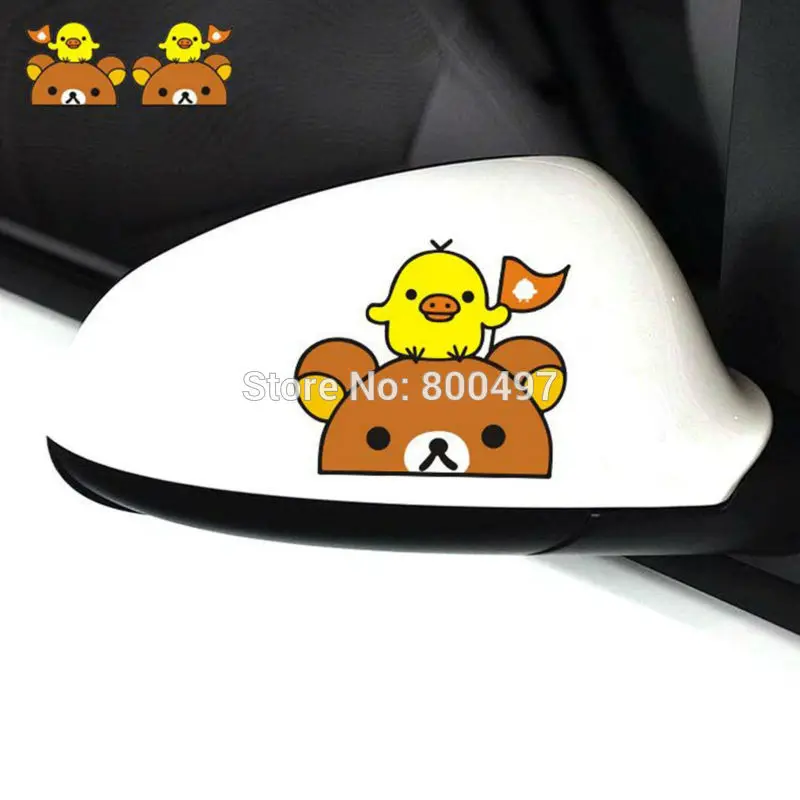 

Newest Funny Cartoon Lovely Bear Rilakkuma Chicken Car Stickers for Tesla Toyota VW Toyota Chevrolet Honda Ford Audi Fiat Benz