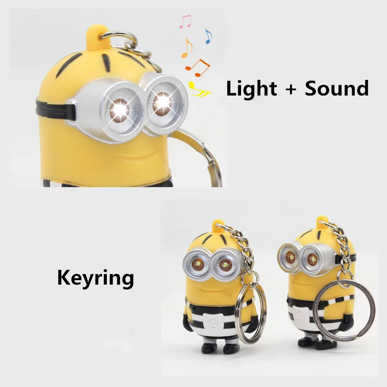 

New arrive Movie 3D Led keychain talk Minions,Gru Lucy Dru striation minions Flashlight keyring with sound 4#