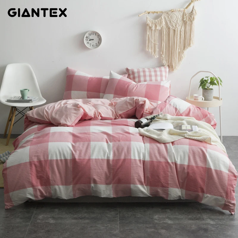 

GIANTEX 4 Pcs Cotton Print Bedding Set Pillowcase Sheet Duvet Cover Set Queen Size Home Textile U2125