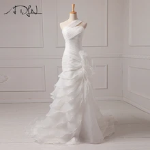 ADLN Sexy Wedding Dresses 2017 Cheap Ruffle Organza One shoulder Mermaid Beach Bridal Gowns Vestido De