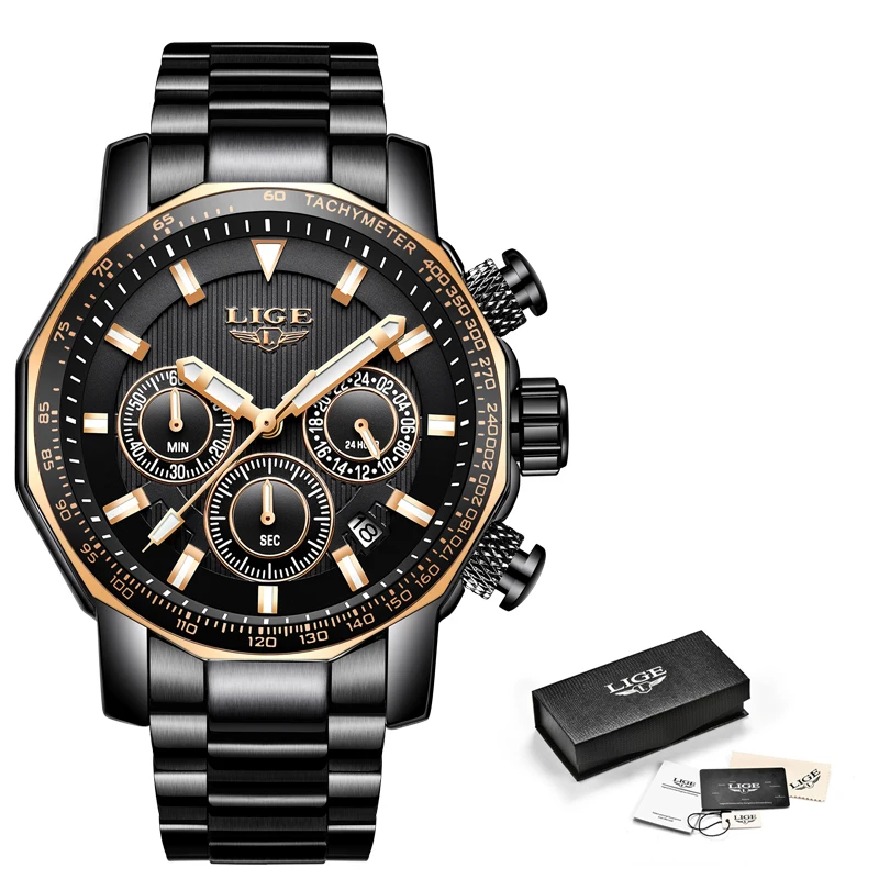 New 2019 LIGE Mens Watches Top Brand Luxury Men's Waterproof Military Sports Watch Men Analog Quartz Clock Relogio Masculino+Box