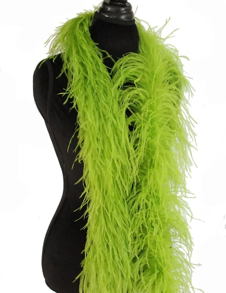 

5ply 10meters high quality dyed Apple Green OSTRICH FEATHER BOA with turkey feather boa inside for Party/Costume/Shawl/Craft