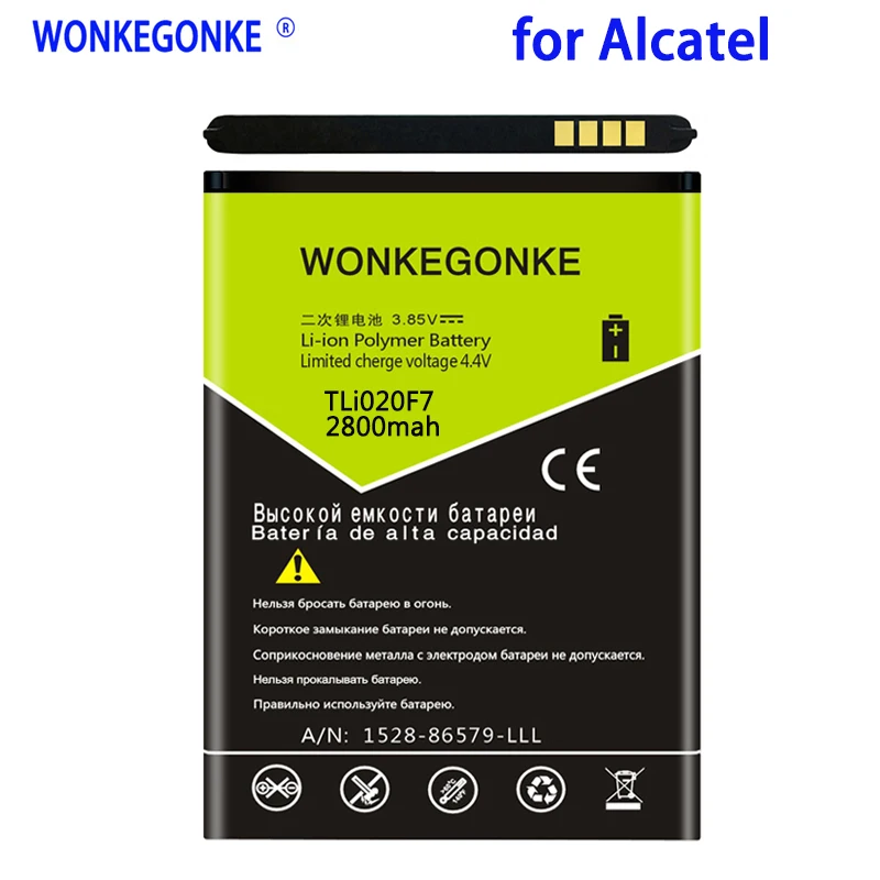 Аккумулятор WONKEGONKE 2800 мАч аккумулятор TLI020F7 для Alcatel PIXI 4 5045D Pop 2 5042D C7 7040 7040D 7041 7041D J720