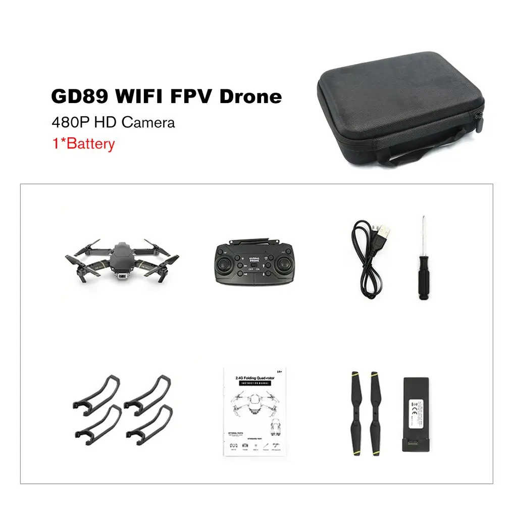 

GD89 WIFI FPV Foldable Arm RC Drone with 480P/1080P HD Camera 15 Minutes Flight Time Alitute Hold Mode Aircraft VS E58 MAVIC 2