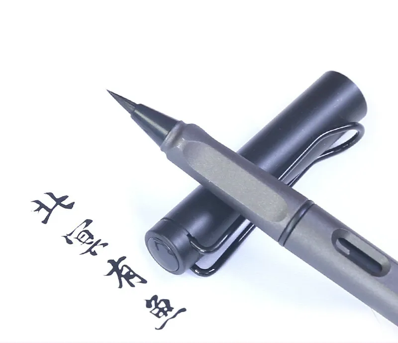 

Metal Aluminum Rod New Pen Type Soft Writing Brush Head Five Optional Color Small Regular Script Dedicated Available Ink Sac
