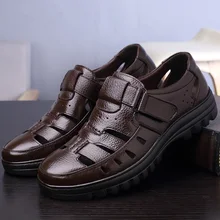 Мужские сабо; модные летние мужские сандалии на липучке; комфортные классические туфли из натуральной кожи; Zuecos Hombre