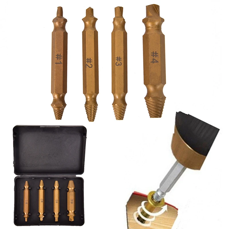 4pcs/Set New Titanium Broken Bolt Damage Screw Remover Extractor Drill