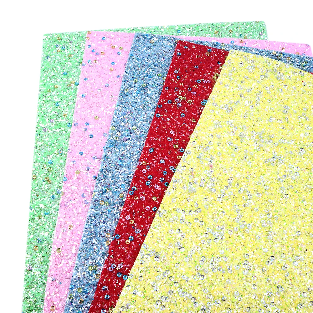 

David accessories 20*34cm Sequin Glitter Synthetic Leather Patchwork For Hair Bow Handbags Handmade Materials DIY,1Yc5380