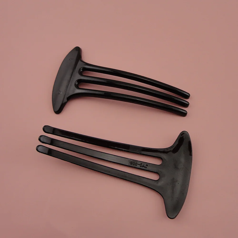 10PCS 7.0cm*12.0cm 4.7" length Black Plain ABS Plastic Three teeth Hair