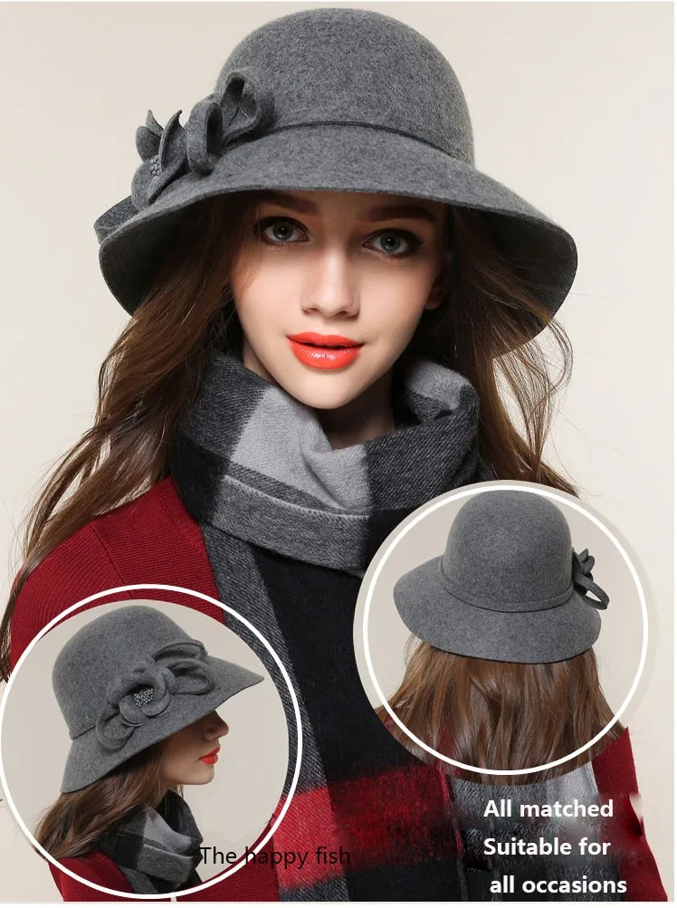 Charming Fedoras ! Women Fedora Hat for Woman Fedora Hats Wide Brim Fedora hat Women Wool  Fedoras Flora (13)