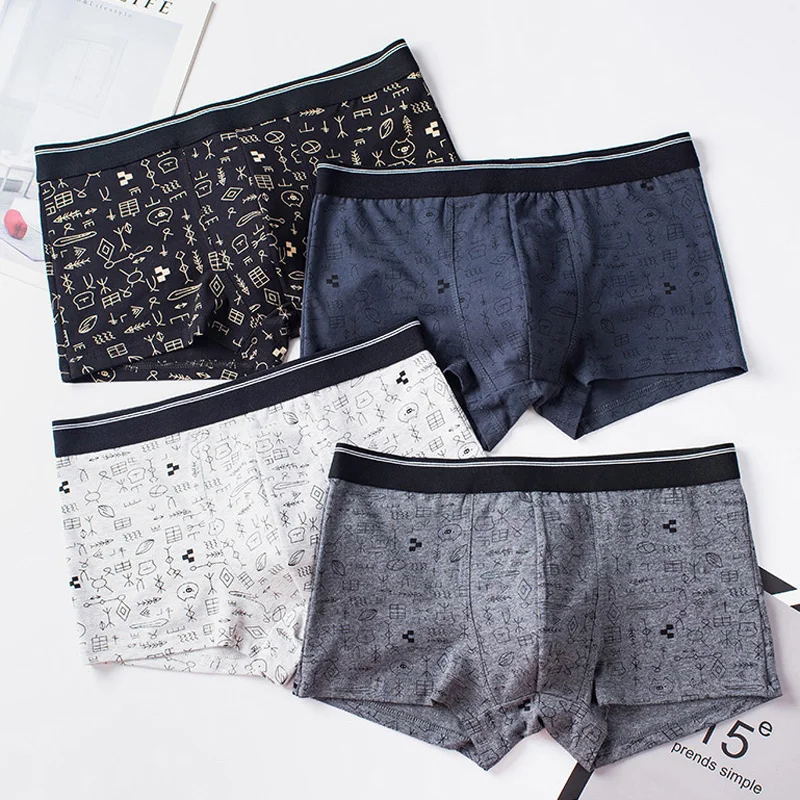 

La MaxPa Sexy Print Men's Cotton Panties Boxer Male Underwear Solid Men's Shorts Breathable Underwear Print Boxer shorts k2254