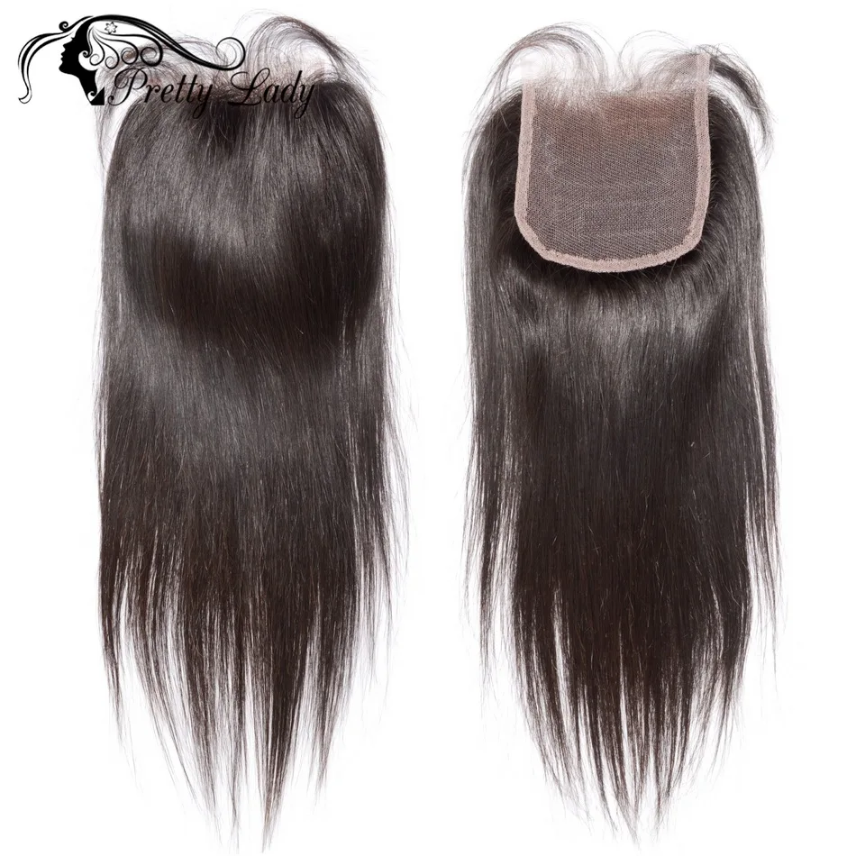 

Pretty Lady Hair Peruvian Lace Closure Straight Free Style Peruvian Straight Hair Lace Closures 4x4 Virgin Human Hair Closures