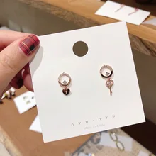 MENGJIQIAO новые корейские элегантные блестящие циркониевые серьги-гвоздики в форме сердца для женщин и девушек милые модные подвески ювелирные изделия подарки