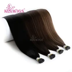K.S парики Remy Предварительно скрепленные человеческие трессы прямые я наконечник fusion волосы 25 шт/упаковка 20 ''28''