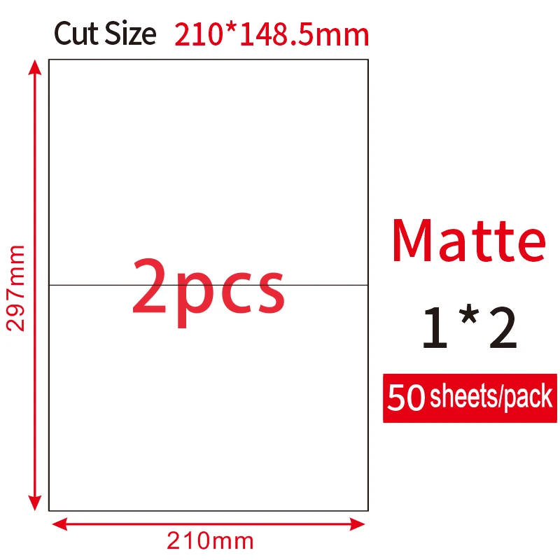 Jetland A4 адресные этикетки листы самоклеющиеся FBA наклейки Лазерный/струйный принтер, A4 высечки наклейки, 50 листов/упаковка - Цвет: 2 pcs 210-148.5 mm