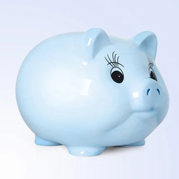 

Ceramic Coin Money Box Piggy Bank Pink Pig White Blue Cartoon Money Bank For Kids Saving Pig Alcancias Petty Cash Boxes M5B002