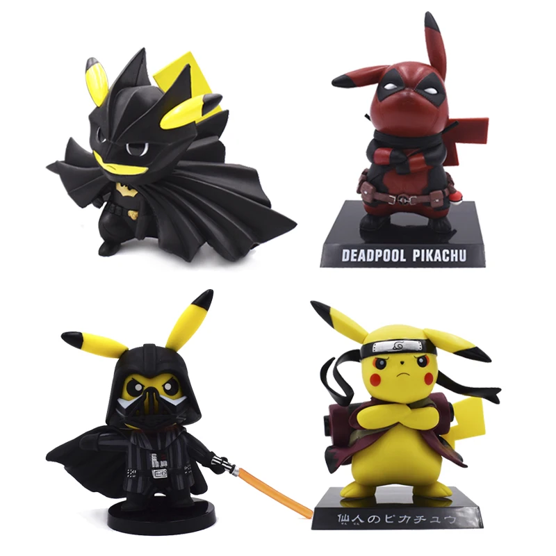 

5 Style Pikachu Cosplay Naruto Deadpool Darth Vader Cartoon Action Figure PVC Toys Collection Figures For Friends Gifts