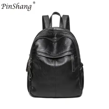 

PinShang Women Casual PU Travel Backpack Solid Color Multi-pocket Shoulders Bag Schoolbag Daypacks Black HOT NEW ZK28