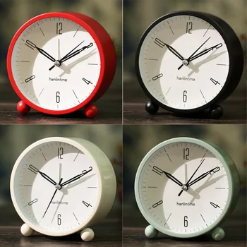 

4inch Silent Non Ticking Quartz Battery Operated Round Bedsides Alarm Clock with Night Light