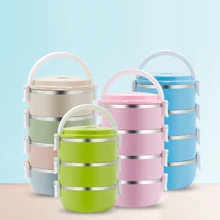 4 слоя нержавеющей стали Bento японский контейнер для обеда Стиль Портативный Ручка Контейнер для хранения еды для детей взрослых с сумкой наборы