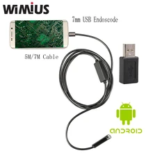 Wimius 7mm Android Endoscope USB Cable Focus Camera 5M/7M Waterproof Full LED HD Inspection Mini Camera Borescope for Phone PC