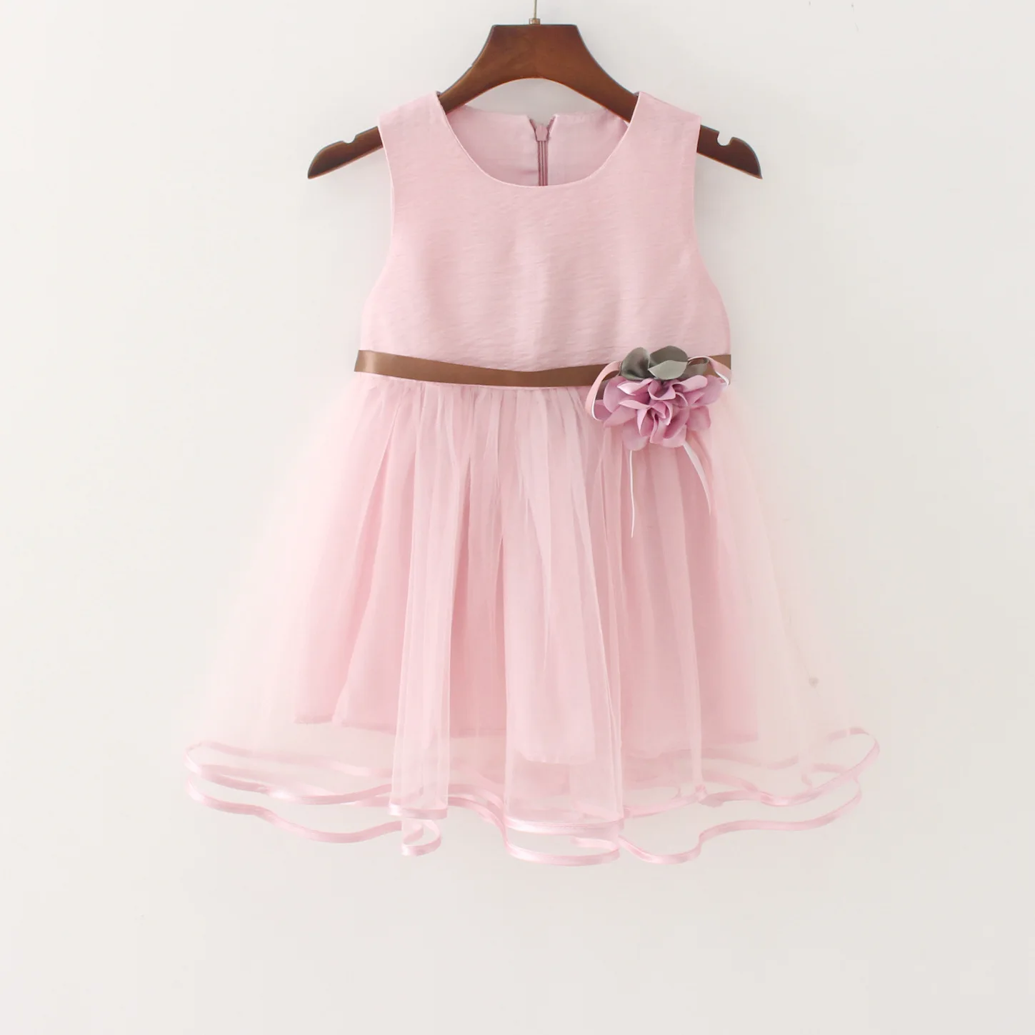 

new fashion girl summer dress sweet flower mesh sleeveless princess dresses girls kids clothes