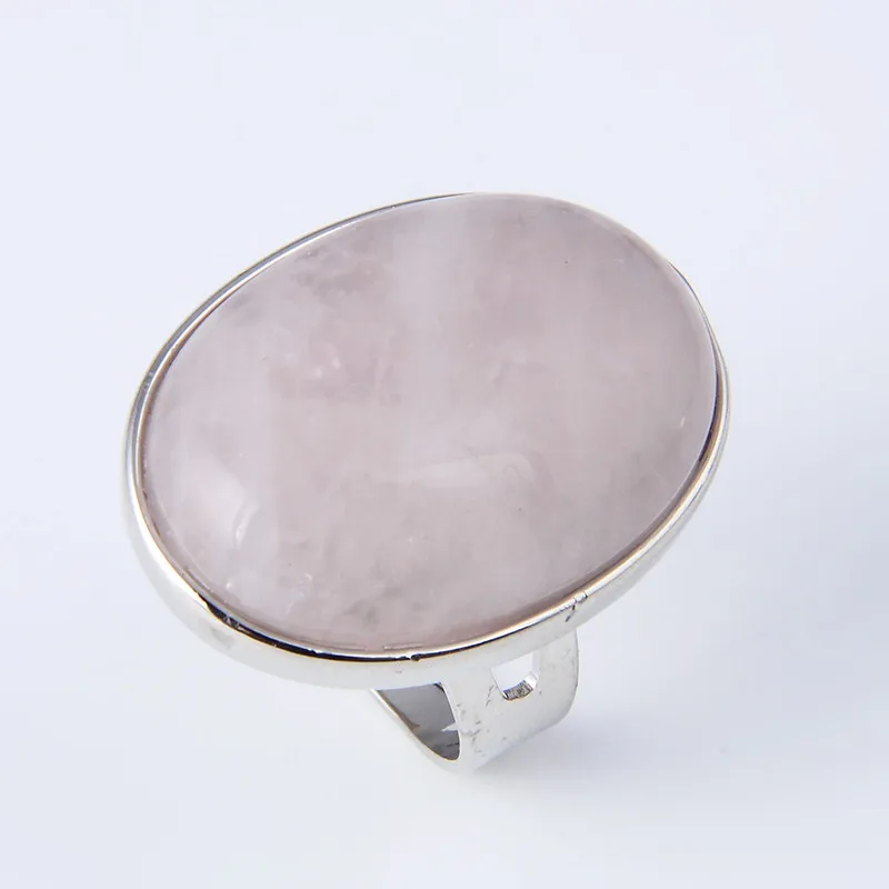 

Natural Stone Reiki Finger Ring for Men Women Oval Opening Pink Quartz Tiger Eye Lapis Lazuli Black Obsidian Party Ring Jewelry