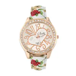 Круглый яркая женщина Повседневное кварцевые часы сердце Форма цветок Стиль красивые наручные часы для различных часы Relogio Saat