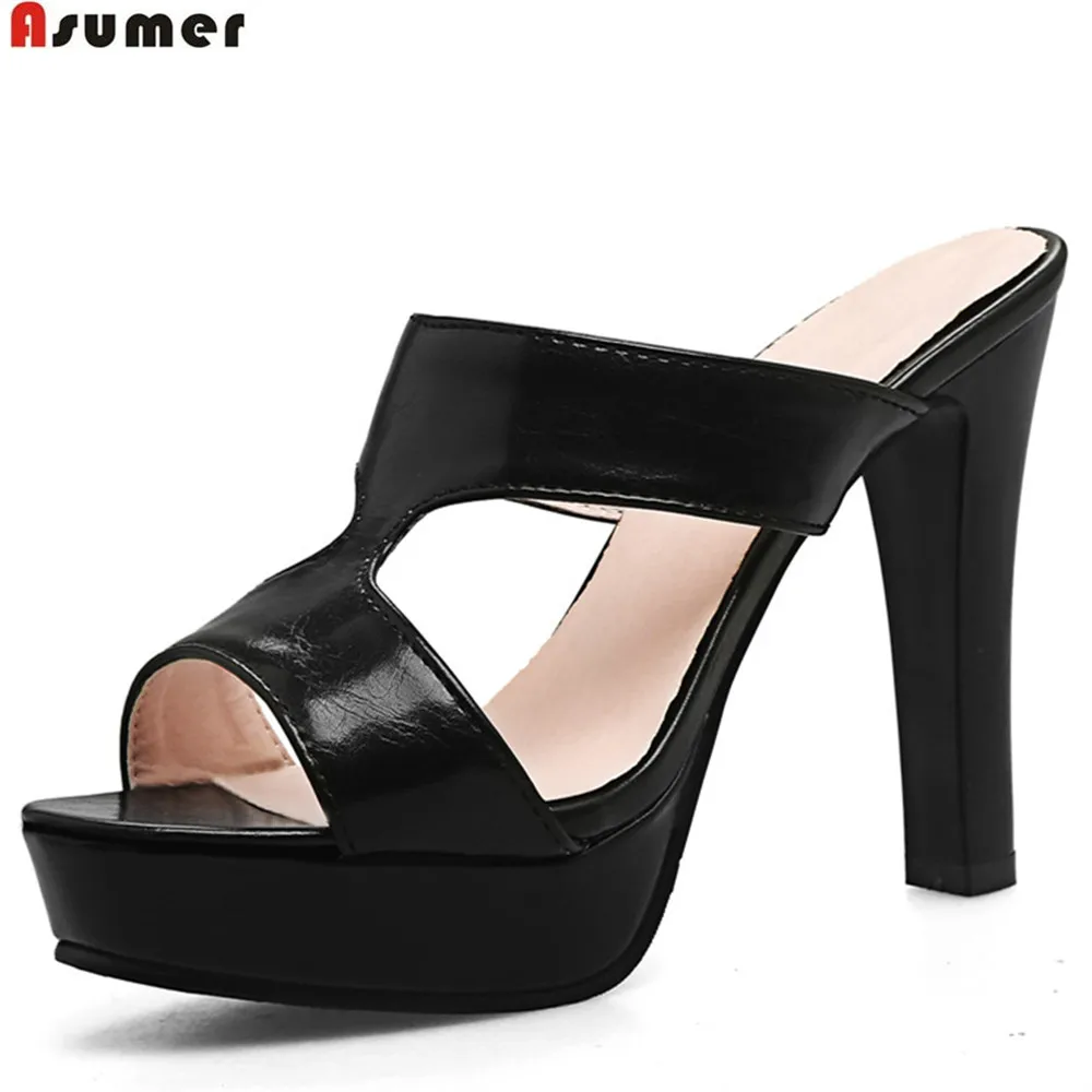 

ASUMER black white fashion summer ladies shoes super high prom shoes thick heel platform women high heels sandals big size 32-43