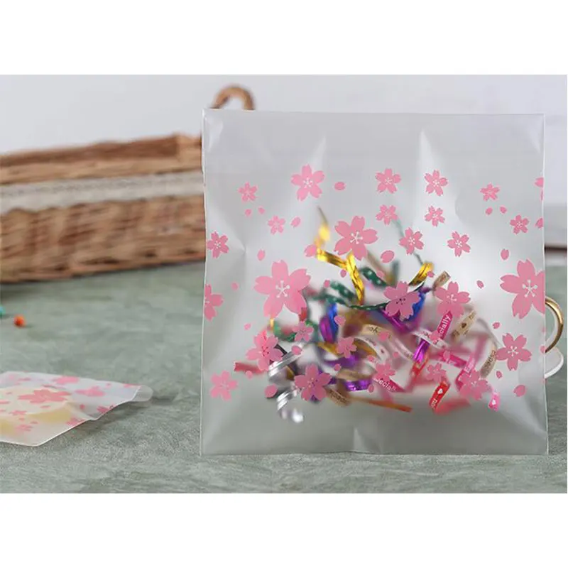 

100Pcs/Set Cute Cellophane Kids Wedding Favour Sweet Biscuit Party Gift Bags for Valentine's Day Handmade Gifts Cherry Bags
