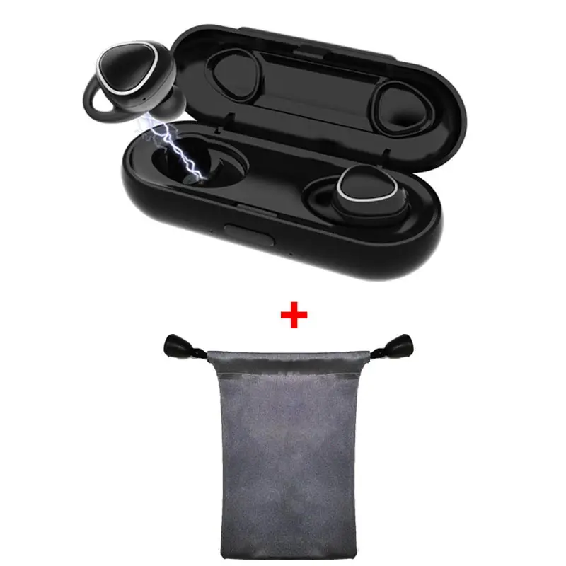 black add bag TWS беспроводные наушники Bluetooth 3D стерео звук наушники Мини водонепроницаемая Спортивная гарнитура с зарядным устройством для samsung Xiaomi - Цвет: black add bag
