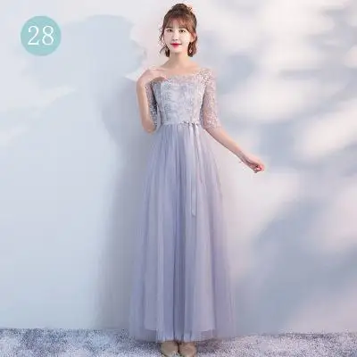 Ankle-length Tulle Floral Gray Pink Elegant Sexy Sweet Long Formal Sister Prom Guest Vestidos women Summer Dress Mesh Dress - Цвет: 28gray