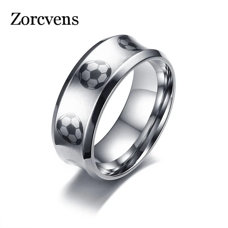 

ZORCVENS Football Pattern Ring for Men High Quality Stainless Steel Male Soccer Ring Alliance Sport Jewelry