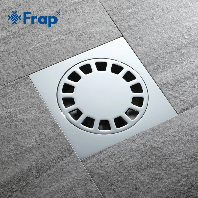 Frap New 10*10cm Solid Brass Chrome Silver Shower Drain Bathroom Square
