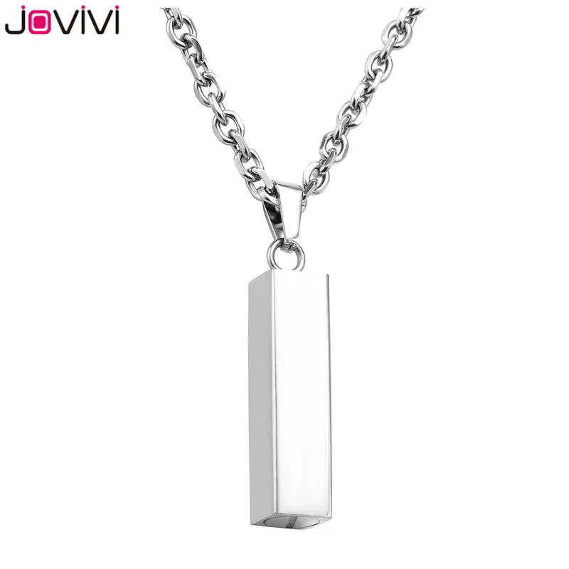 JOVIVI 1x кубический стержень из нержавеющей стали ожерелье с урной кулон памятная