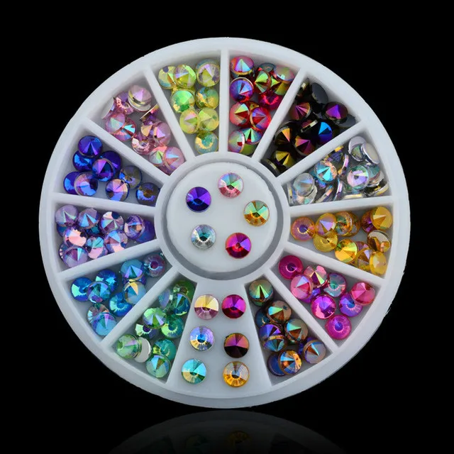 1pcs Round Shapes Color Mobile Phone Stickers Shiny Rhinestone Diamond Sticker DIY For All Kind Phone Stickers Decor - Color: 166