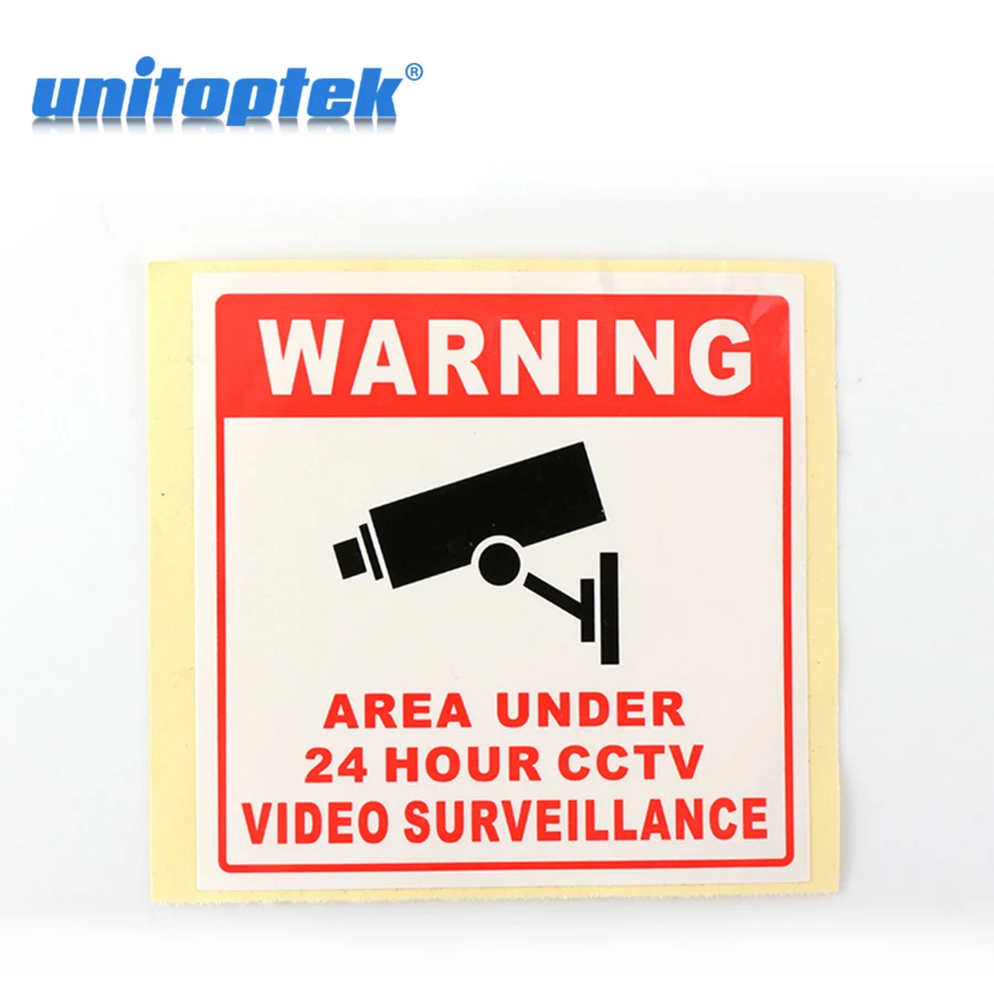 

20Pcs Warning Board Monitored By Video Camera 80*80MM CCTV Security Camera Decal Sign Waterproof