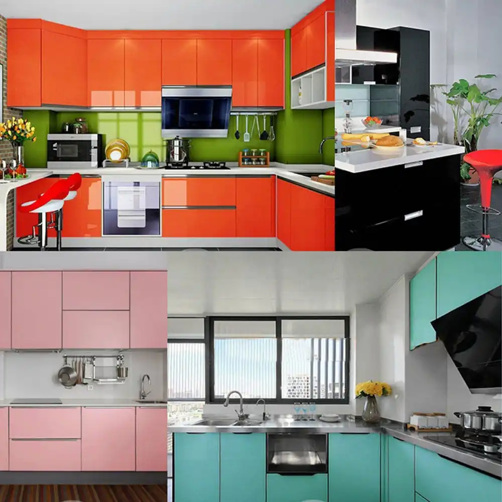 13 種類の色防水光沢のある家具改装ステッカー家庭の台所食器棚引き出し装飾リムーバブル壁紙 ウォール ステッカー Aliexpress