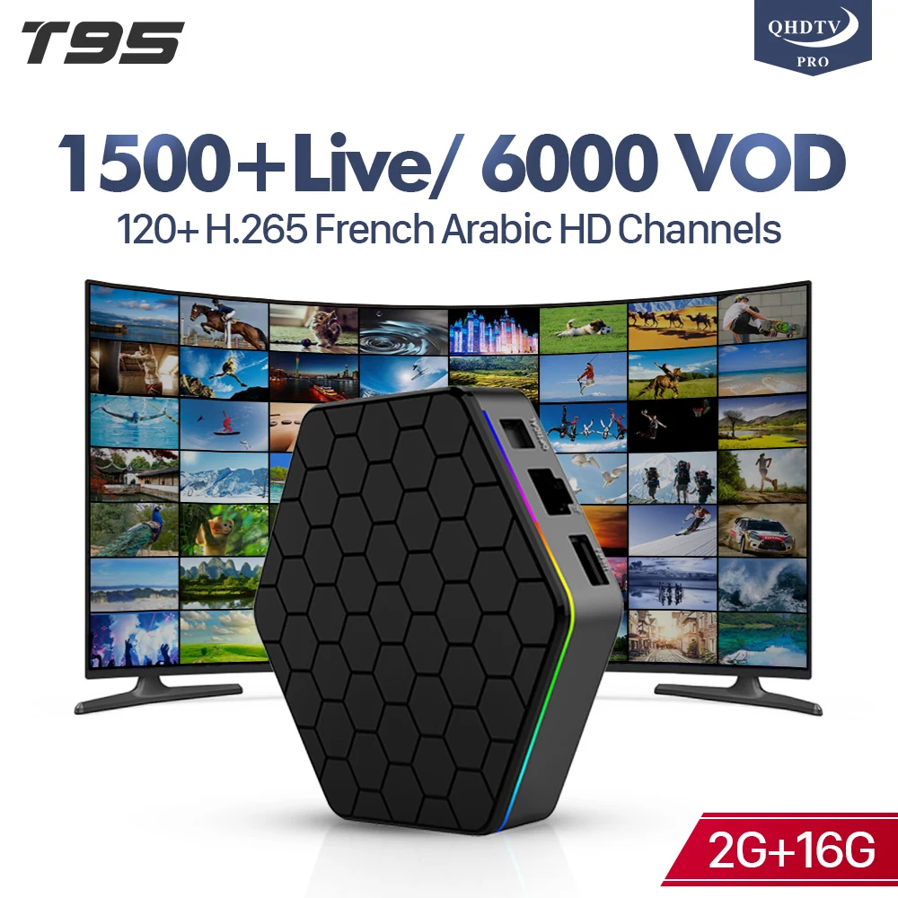 

T95Z Plus IPTV Arabic Box Android 7.1 2GB RAM+16GB ROM 1 Year IPTV Subscription Arabic IP TV H.265 Channels Subscription IP TV