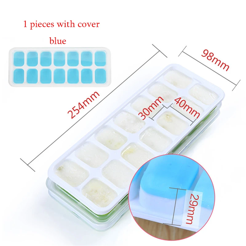 Поднос для льда 14 сетка силиконовый кубик льда формы-лотки DIY прессформа для пустыни соковыжималка фруктовая форма для льда - Цвет: blue