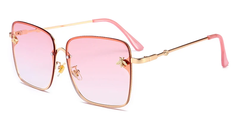 Emosnia квадратные пчелиные солнцезащитные очки ретро женские брендовые дизайнерские металлические оправы негабаритных солнцезащитных очков Модные женские градиентные Оттенки UV400 - Цвет линз: C6 Gold Pink