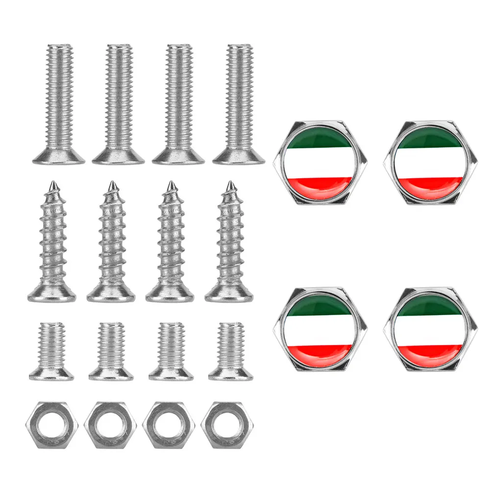 1 Набор хромированных металлических итальянских флагов, кремниевые противоугонные винты, автомобильные болты для номерного знака, винты с рамкой