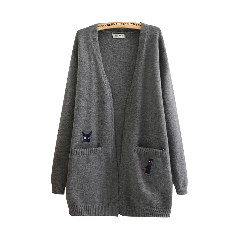 

Spring New Large Size Women Sweater Coat 2019 Autumn Winter Medium Long Loose Wild Cardigan Slim Fashion Knitwear Female Vs460