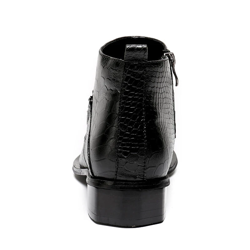Mabaiwan/Черные Зимние ботильоны; мужские ковбойские сапоги в стиле милитари с заклепками; Мужская защитная обувь; модельные ботинки с острым носком на плоской резиновой подошве; обувь