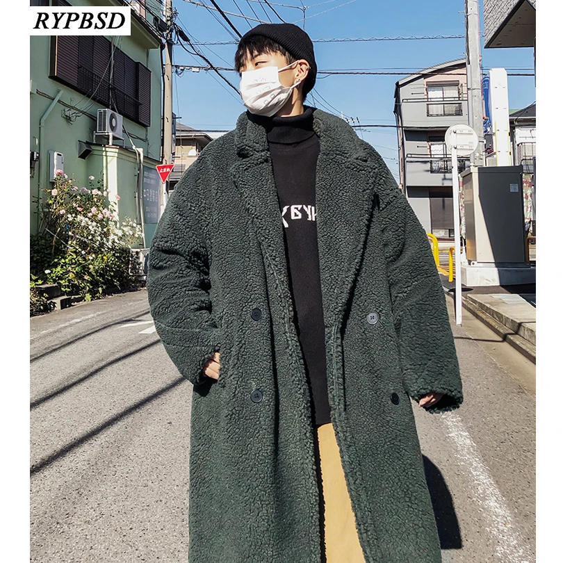 Новинка, длинное меховое пальто для мужчин, корейская мода, высокое качество, толстое шерстяное пальто, свободное двубортное кашемировое пальто для мужчин, M-XL