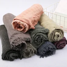 Японский унисекс стиль зимний шарф хлопок и лен Solider Цвет Длинные женские шарфы шаль мода зима теплый мужской шарф