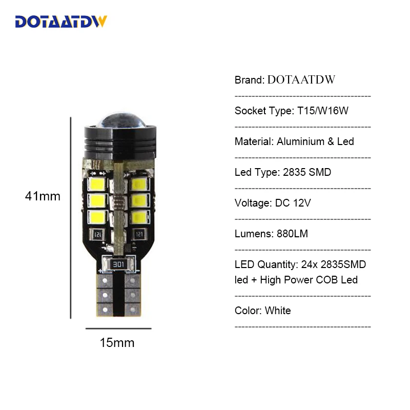 2X Высокая мощность T15 912 921 W16W LED 25SMD экстремально яркие Cree чип 2835 Лампы для