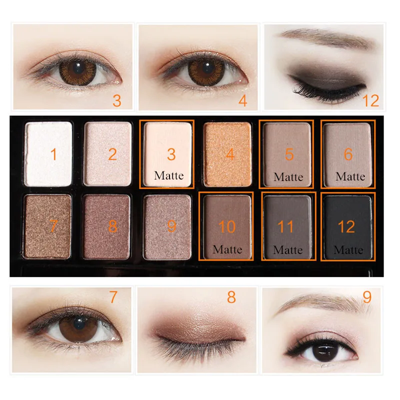

Eyeshadow Plate 12 Color Shimmer Matte Combination Waterproof Makeup Eye Shadow Plate Natural Eye Makeup Cosmetic