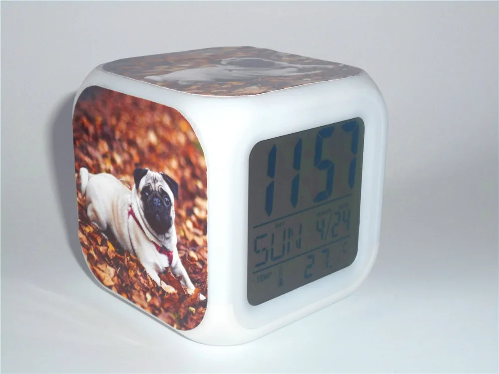 New Pug Puppy Dog Creative Animal Led Alarm Clock Desk Clock Digital Alarm Clock with Snooze