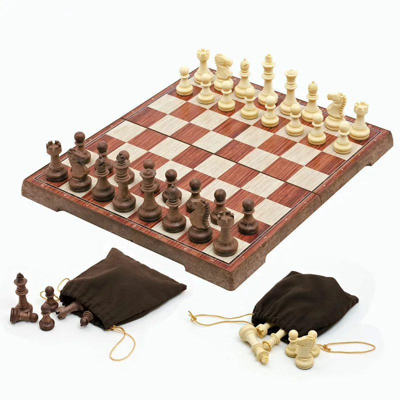 

Classical International Chess Checkers Folding Magnetic High-grade wood WPC grain Board Chess Game English version